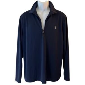 Izod Golf Navy Blue Quarter Zip Lightweight Long Sleeve Pullover Size L Men's
